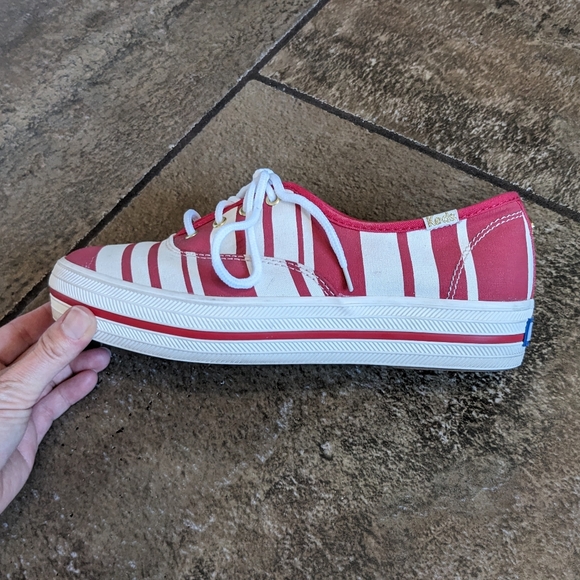Keds Kate Spade Chunky Platform Sneakers Size 6 Red & Cream - Picture 9 of 16